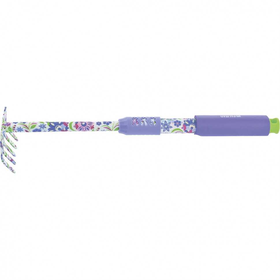 Грабли 5 - зубые, 85 х 440 мм, стальные, удлиненная рукоятка, Flower Mint, Palisad Серия Flower mint фото, изображение