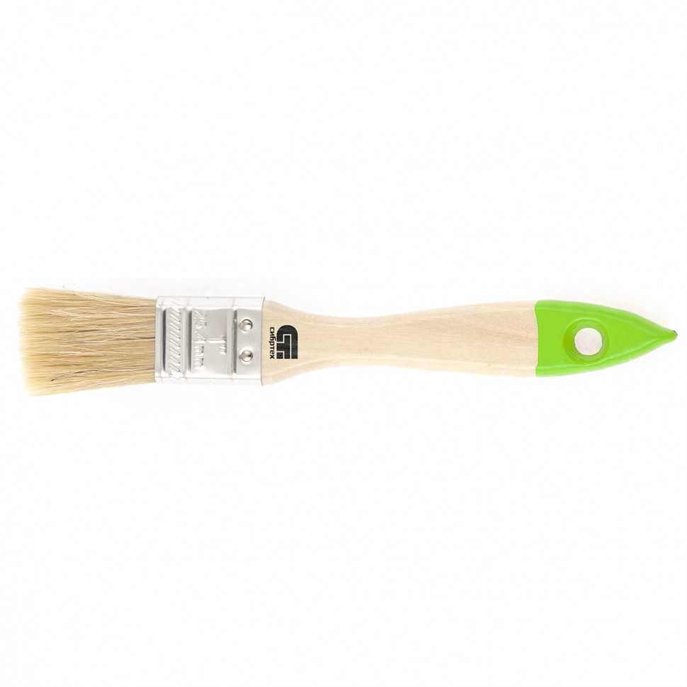 Кисть плоская 25 мм, натуральная щетина, деревянная ручка Сибртех Кисти плоские фото, изображение