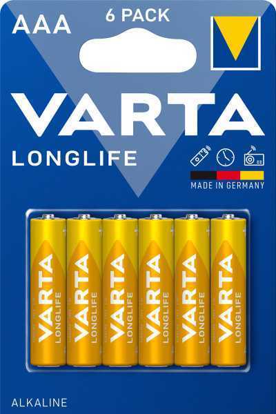 Батарейка Varta LONGLIFE LR03 AAA BL6 Alkaline 1.5V (4103) (6/60/300) Элементы питания (батарейки) фото, изображение